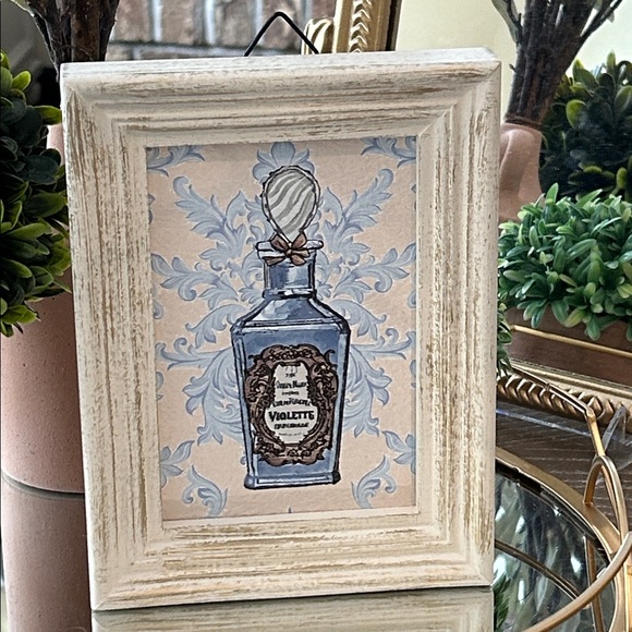 Other - NEW! French Toile Shabby Chic Floral Vintage Perfume Glass Bottle Wall Art